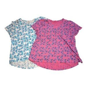 Lot Of 2 Fresh Produce Size 1X Geometric Mosaic Pocketed Kira Tees LNC
